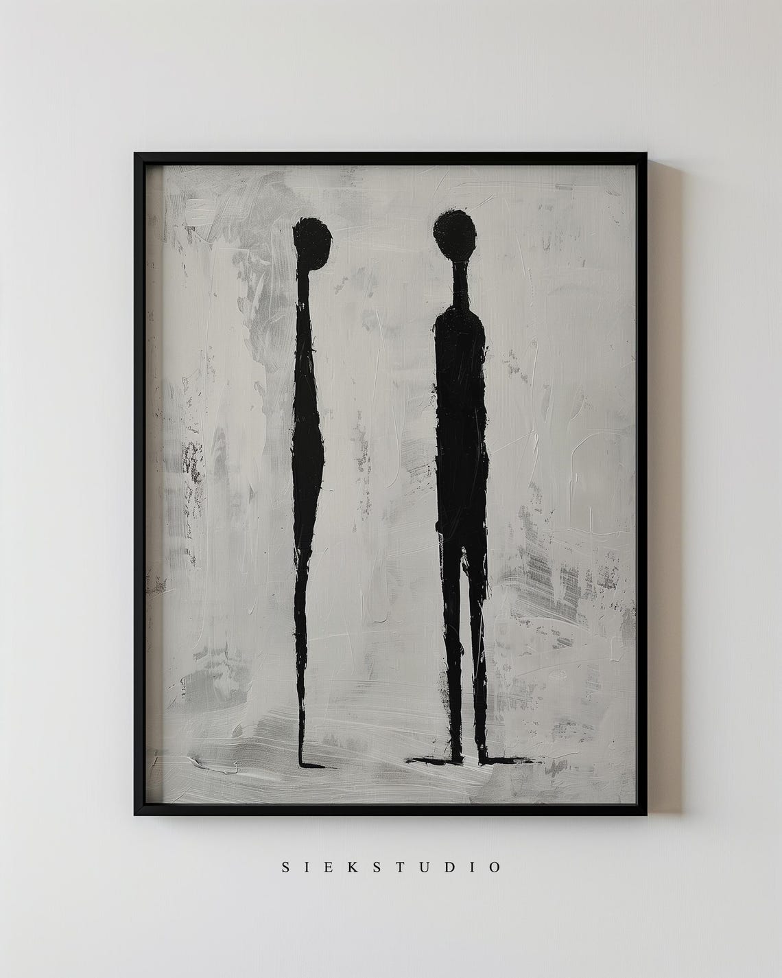 Abstract Figurative Art Poster Two Black Figures Minimalist Art