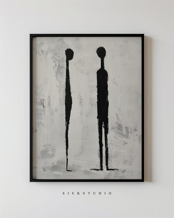 Abstract Figurative Wall Art Minimalist Black And White Human Silhouette Large Modern Decor For Contemporary Spaces