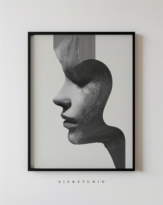 Abstract Profile Minimalist Line Art Portrait, Art Print