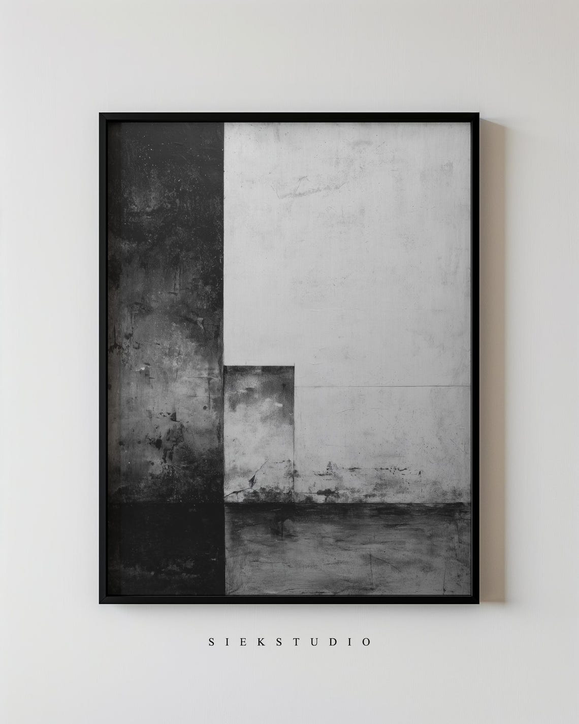 Monochrome Geometric Abstract Art Black And White Minimalist Wall Modern Neutral Form Contemporary Decor For Living Room Or Office
