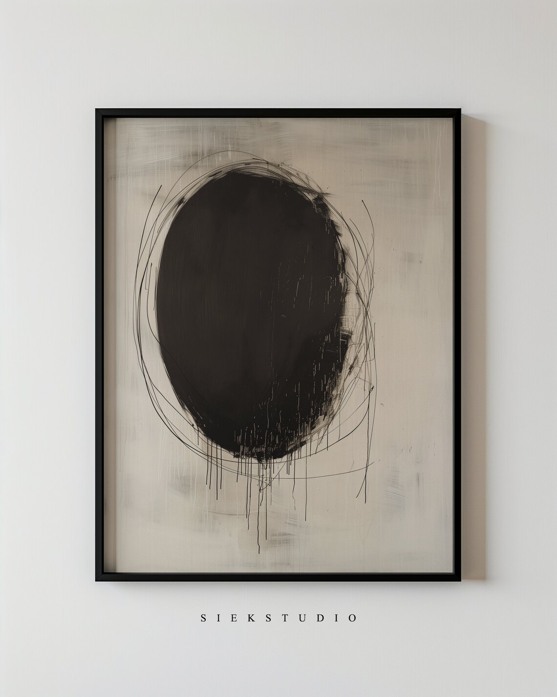 Dark Orb Minimalist Abstract Art Print, Neutral Decor