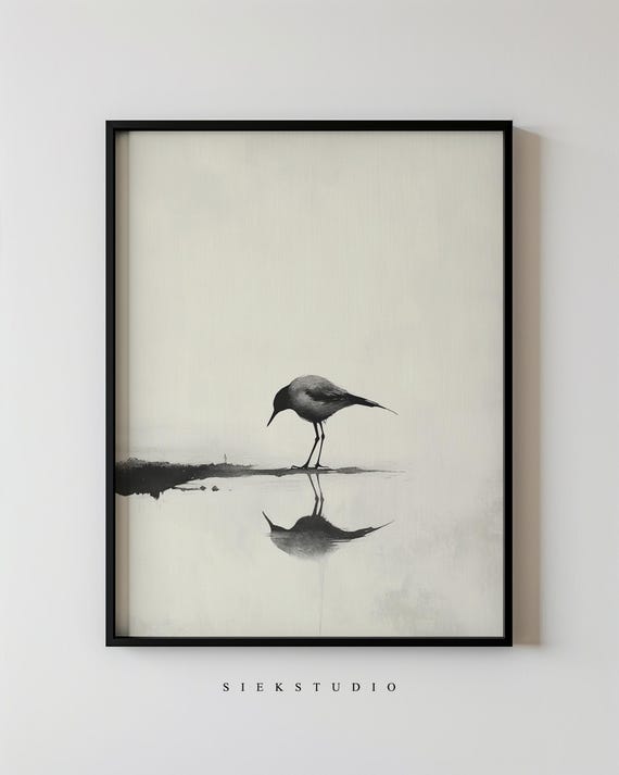 Minimalist Abstract Bird Reflection Art Print