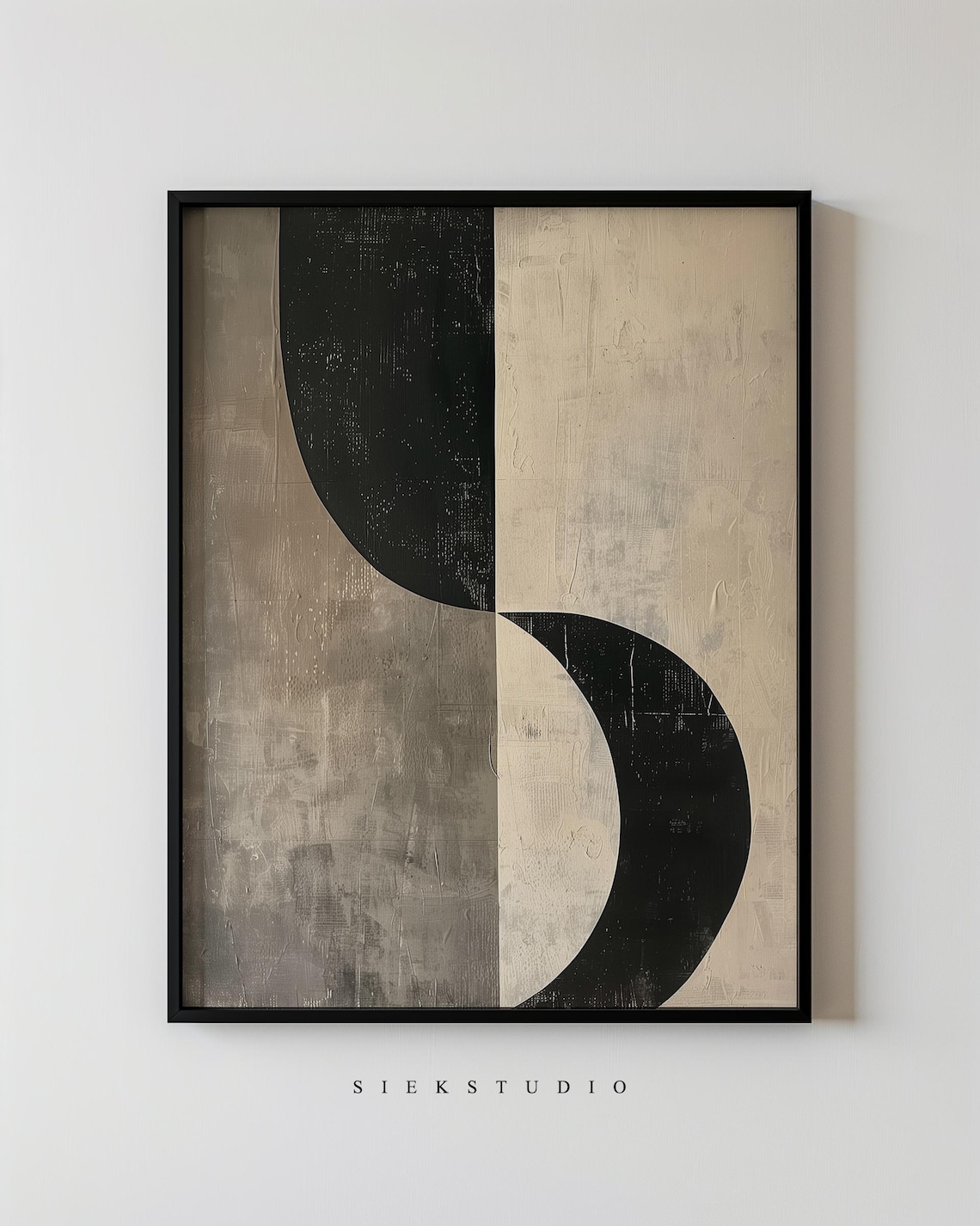 Minimalist Black and Beige Geometric Art Print