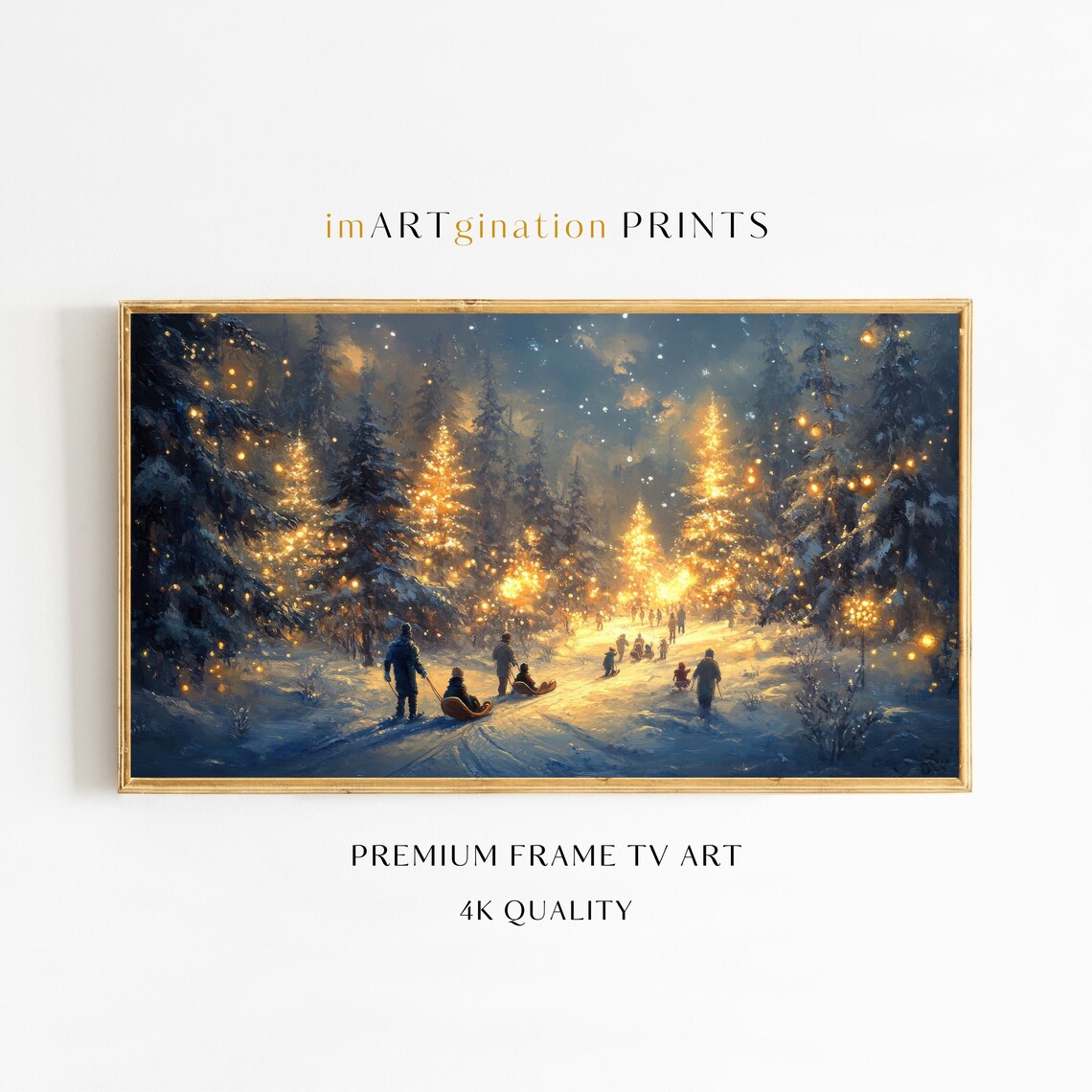 Winter Landscape With Sleds, Winter Wonderland Art Print