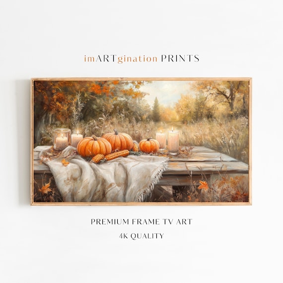 Fall Pumpkins Thanksgiving Oil Painting Art Print