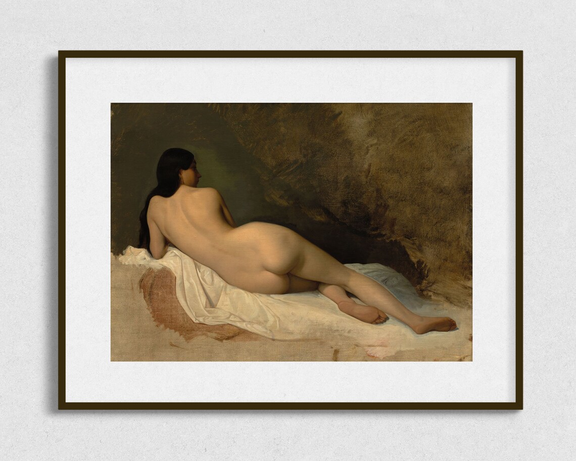 Vintage Oil Painting Nude Figure Wall Art Print - Image 2