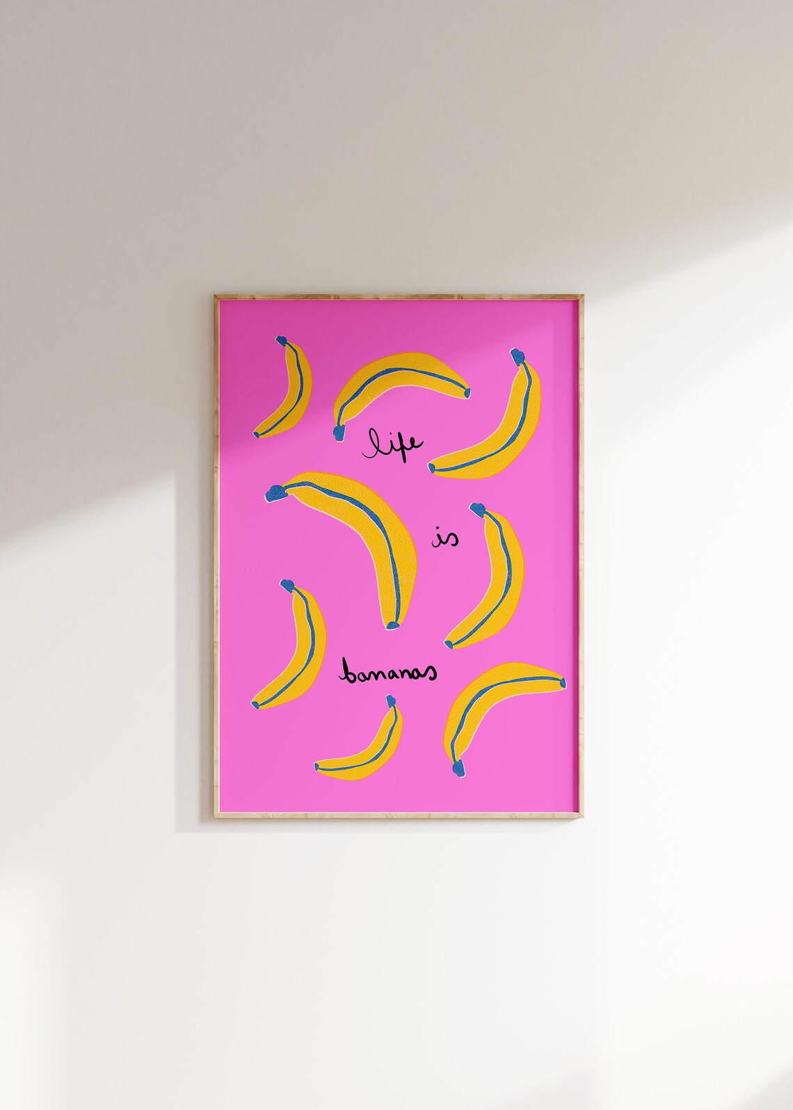 Life Is Bananas Quote Art Print, Preppy Decor