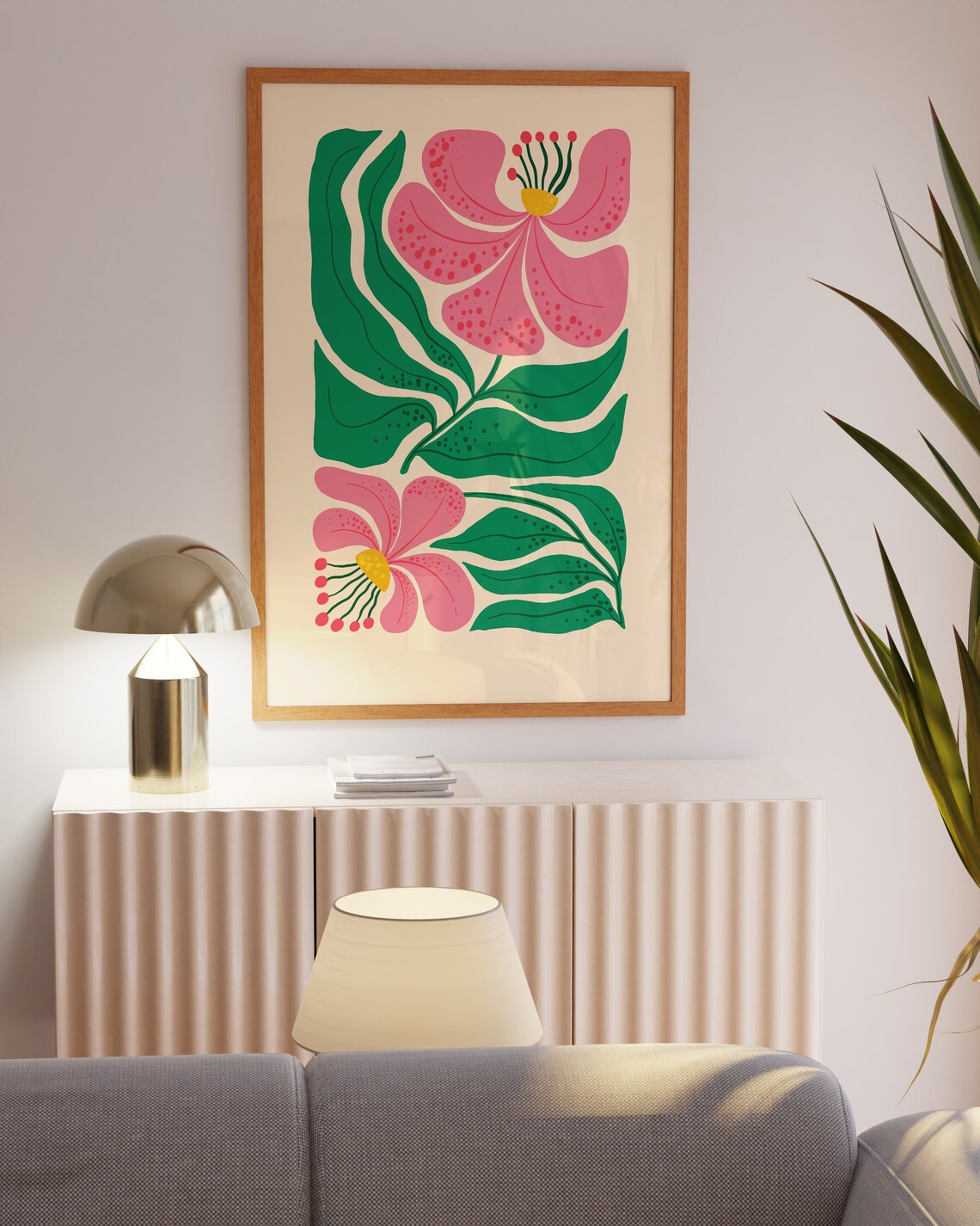 Pink Retro Floral Abstract Botanical Blossom Flower Wall Art - Image 6