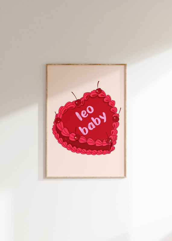 Leo Baby Art Print Leo Poster Leo Art Zodiac Leo Cake Print Leo Wall Art Leo Zodiac Print Vintage Cake Print Leo Cake