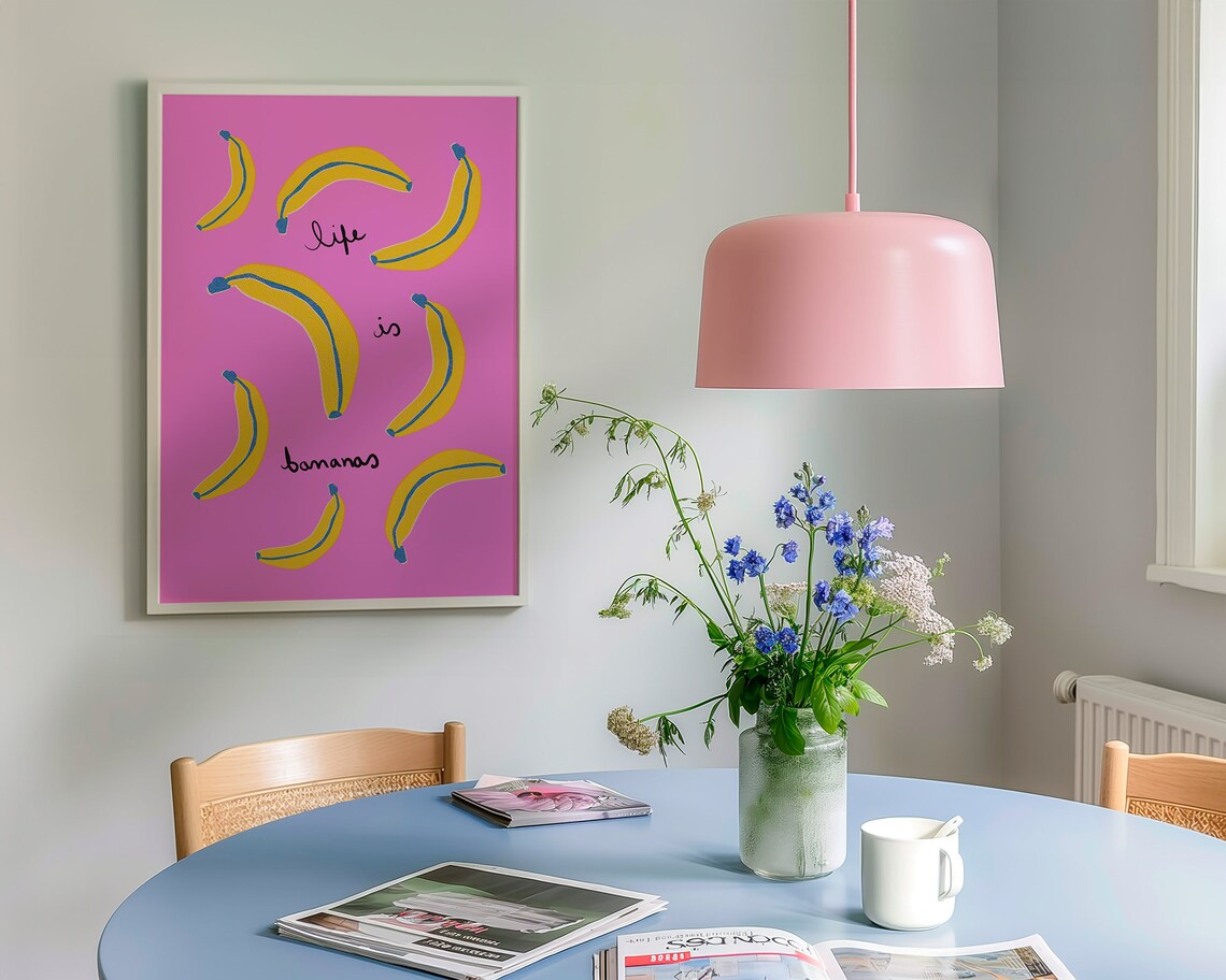 Life Is Bananas Quote Art Print, Preppy Decor - Image 2