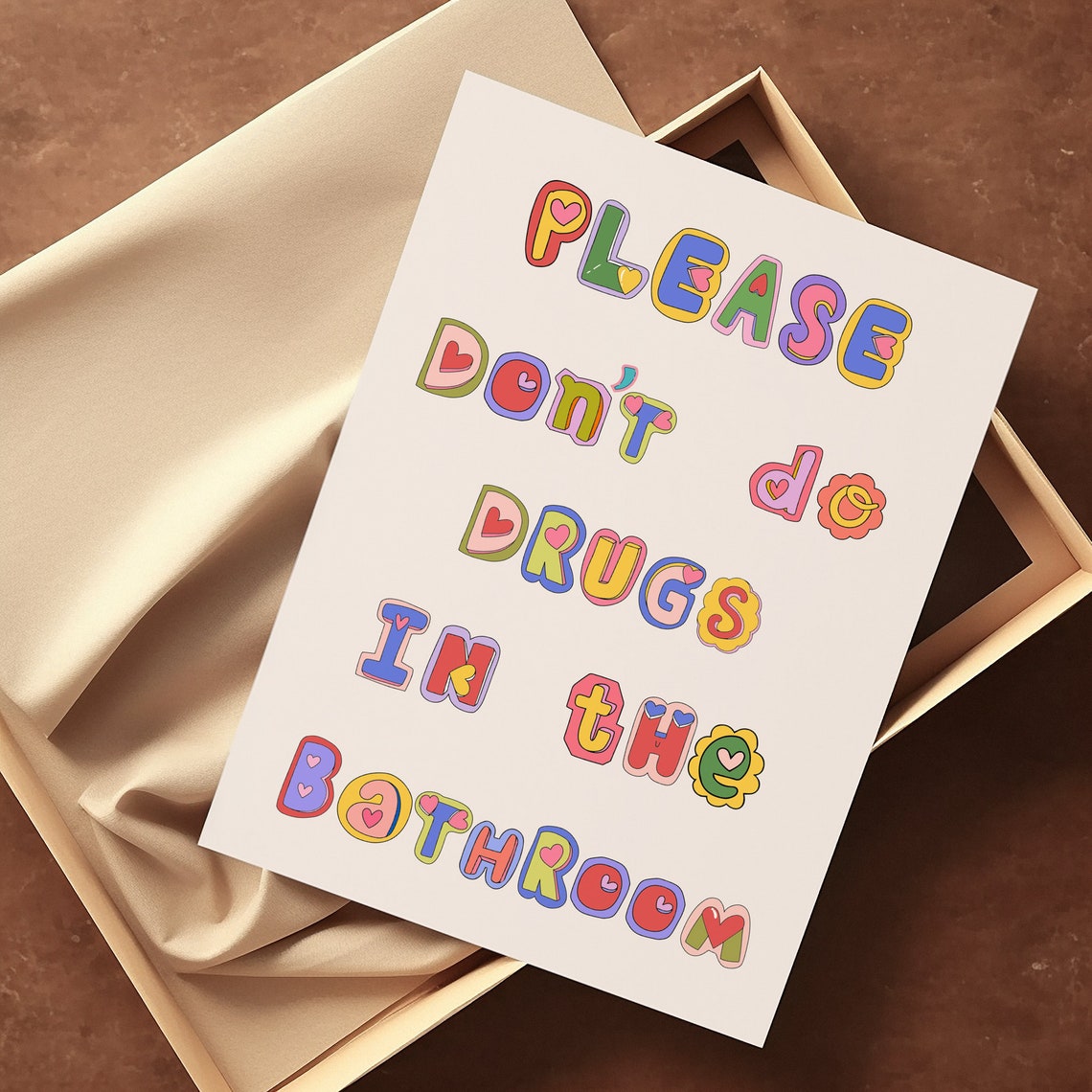Please Don't Do Drugs In The Bathroom Funny Retro Quote Print - Image 3