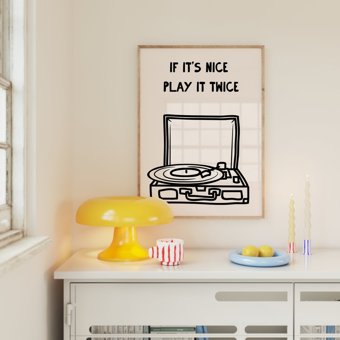 If It Is Nice Play It Twice Retro Vinyl Record Player Music Poster - Image 2