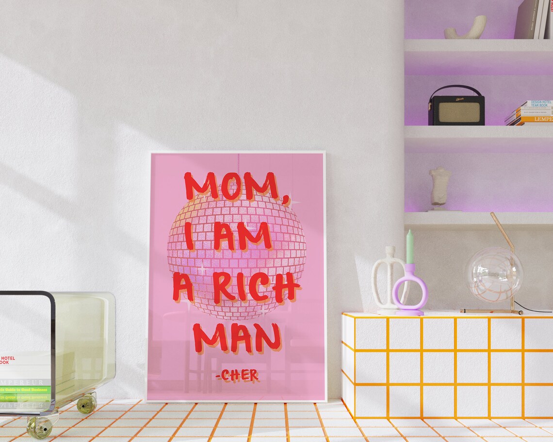 Mom I'm A Rich Man Art Print, Y2K Preppy Quote - Image 4