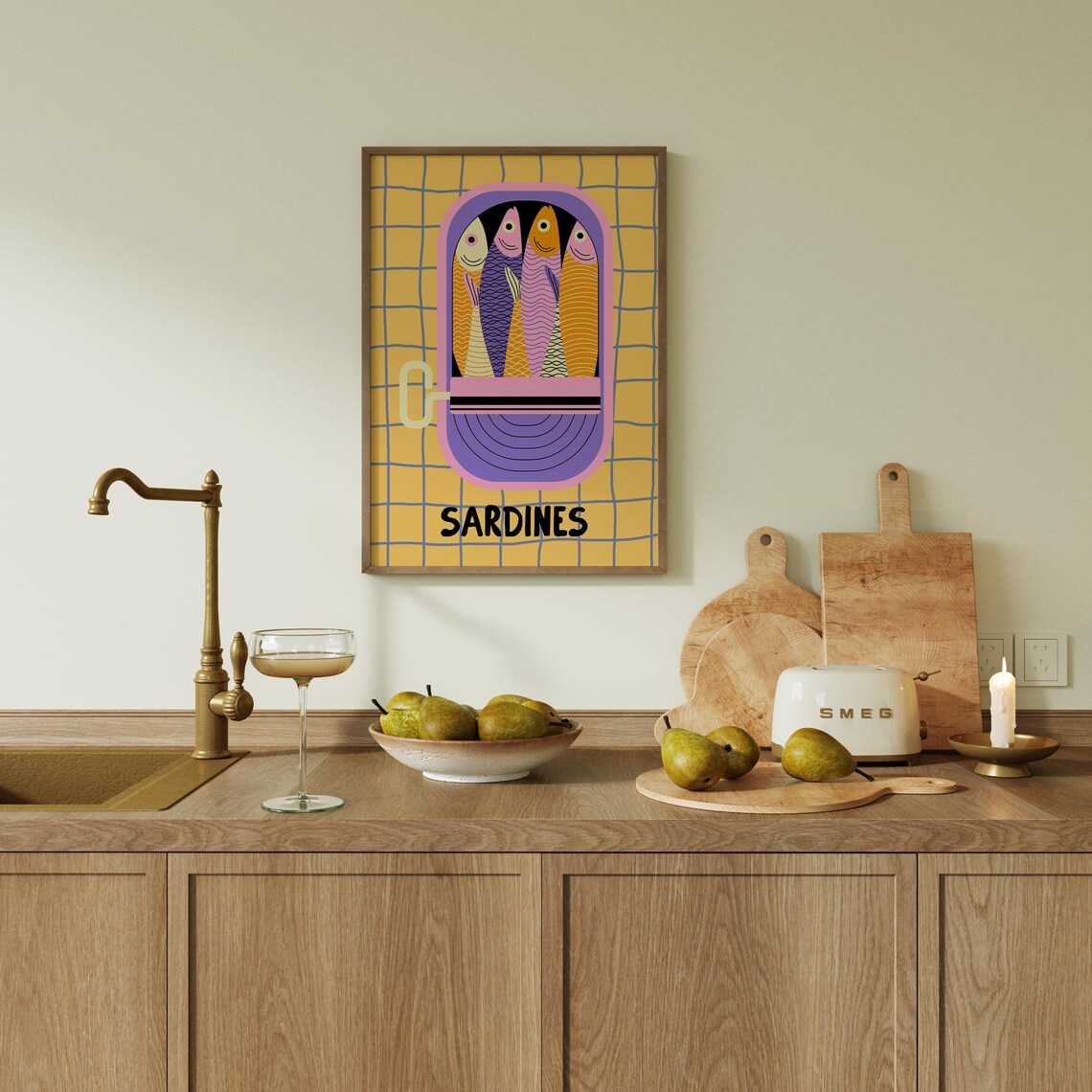 Sardines Tin Fish Art Print, Kitchen Wall Art - Image 3