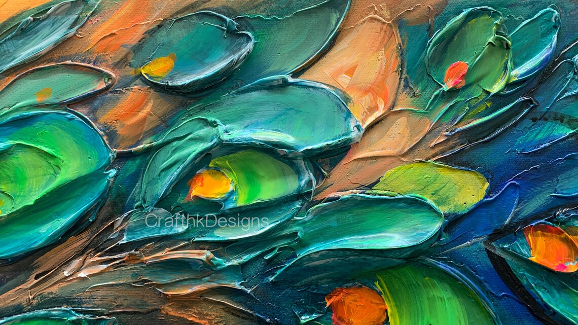 Peacock Textured Modern Oil Painting Art Print - Image 5
