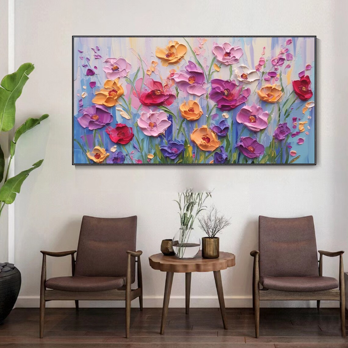 Vibrant Wildflower Meadow Impasto Blooms Colorful Floral Art Poster - Image 4