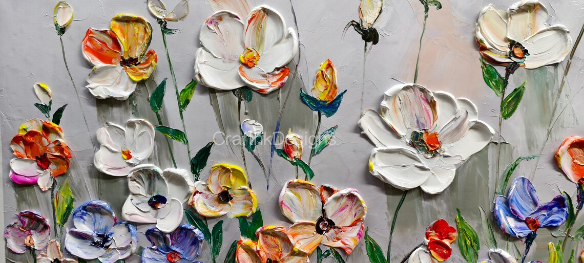 Abstract Flower Landscape, Oil Painting Print, Bedroom Decor - Image 5