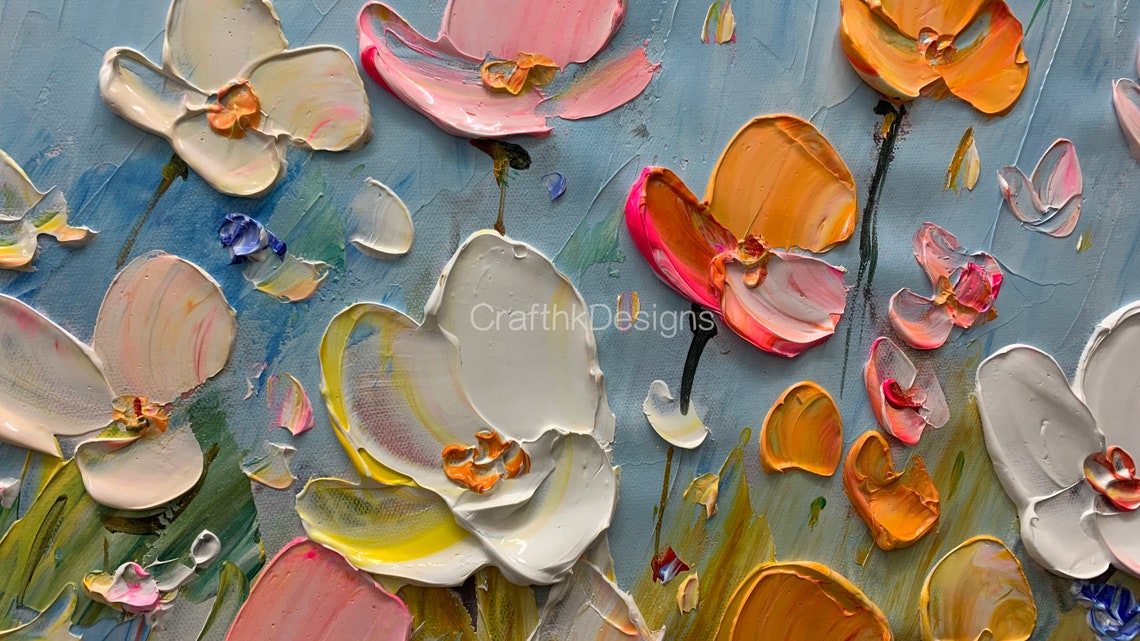 Colorful Wildflower Meadow Bright Blue Sky Spring Garden Art Poster - Image 4