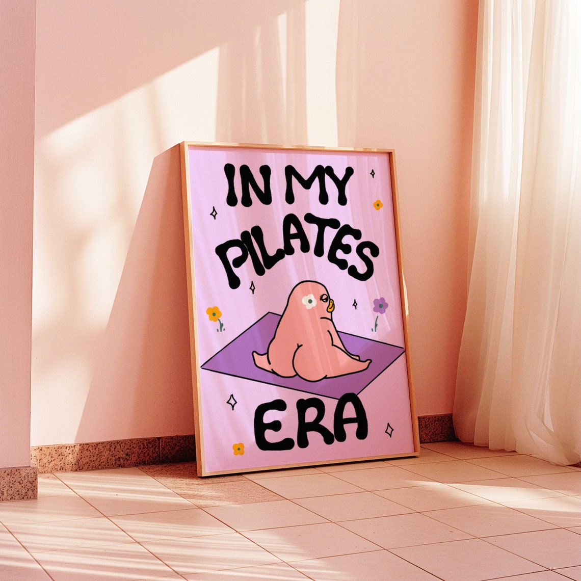 In My Pilates Era Cute Duck Yoga Poster Funny Pilates Gift for Her