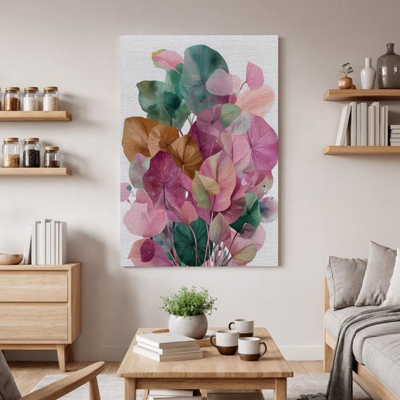 Colorful Botanical Leaves Wall Art Modern Plant Canvas Vibrant Leaf Print Abstract Nature Hanging Living Room Decor