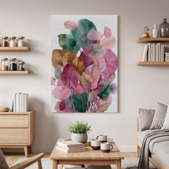 Vibrant Colorful Botanical Leaves Modern Plant Canvas Art Print