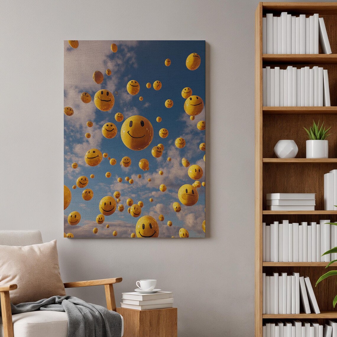 Smiley Face Balloon Surreal Sky Art Print