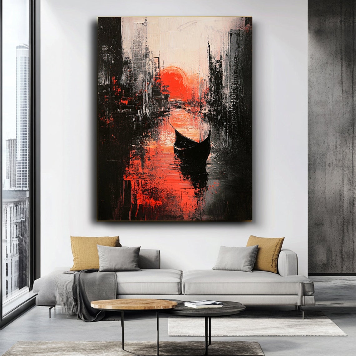 Abstract Boat Print Sail Boat Boat Art Nautical Decor Boat Painting Sailboat Painting Seascape Painting Sea Painting - Image 3