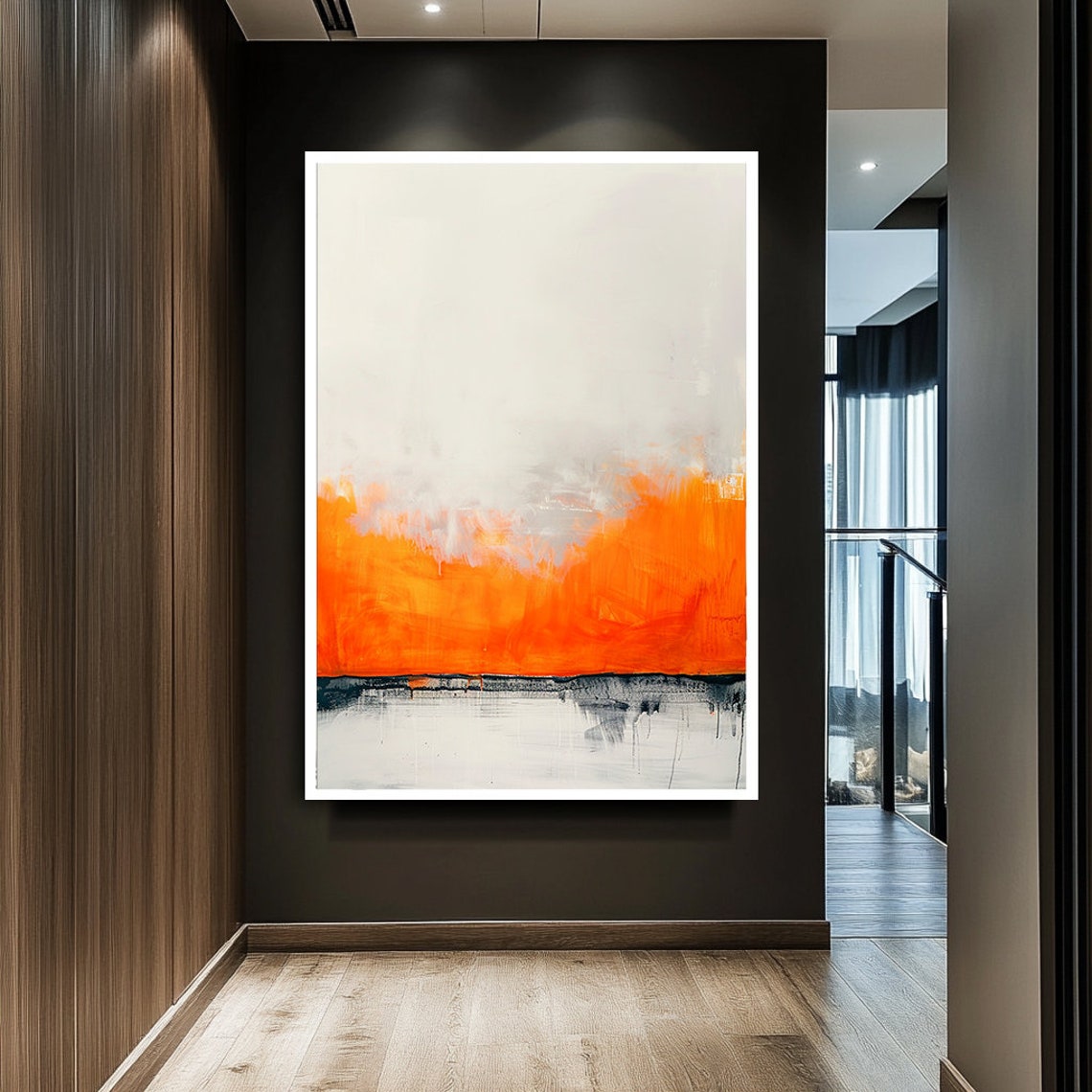 Rothko Inspired Abstract Orange White Minimalist Modern Art Poster - Image 2