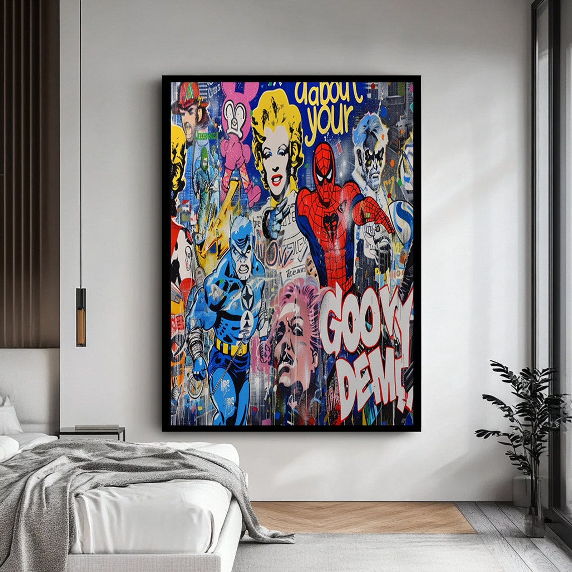 Pop Art Collage Spider-Man Marilyn Monroe Graffiti Style Poster - Image 4