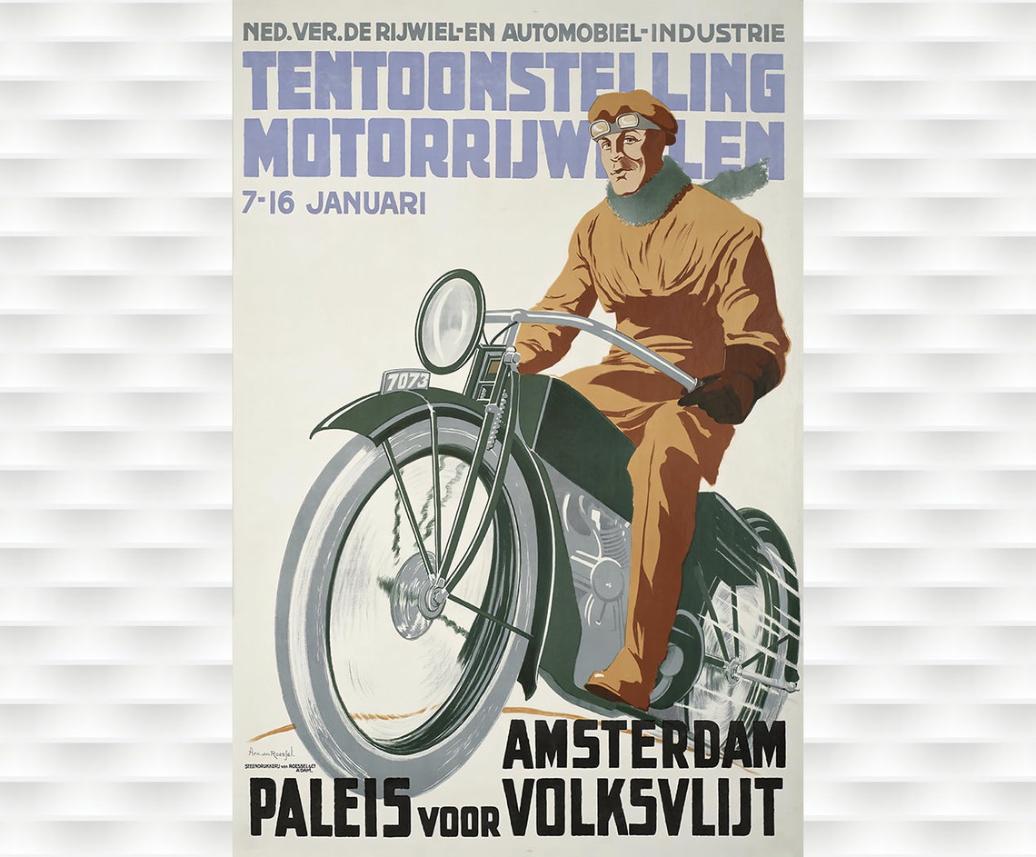Amsterdam Motorrijwielen Exhibition Vintage Dutch Motorcycle Poster