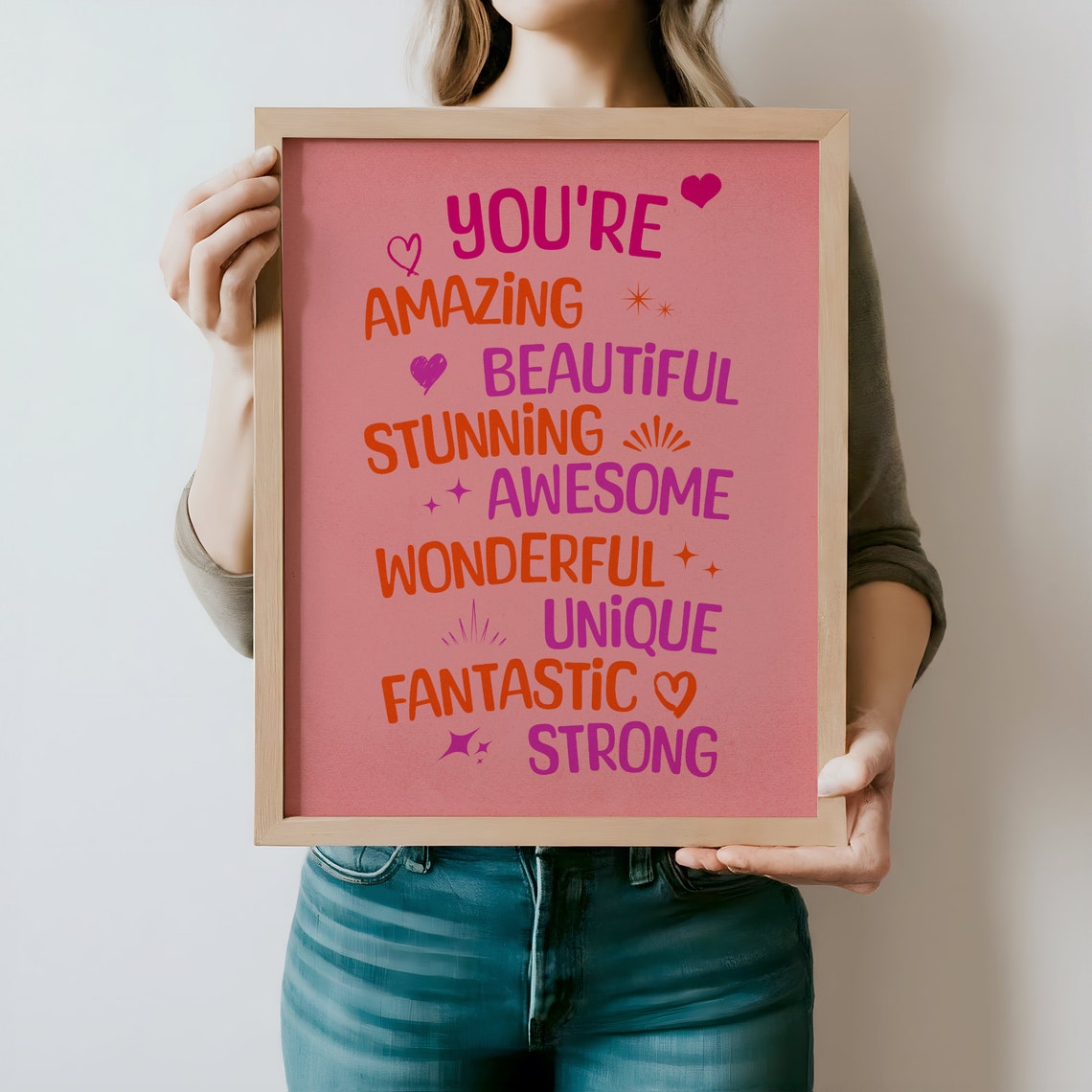 Youre Amazing Beautiful Stunning Pink Affirmation Typography Poster - Image 4