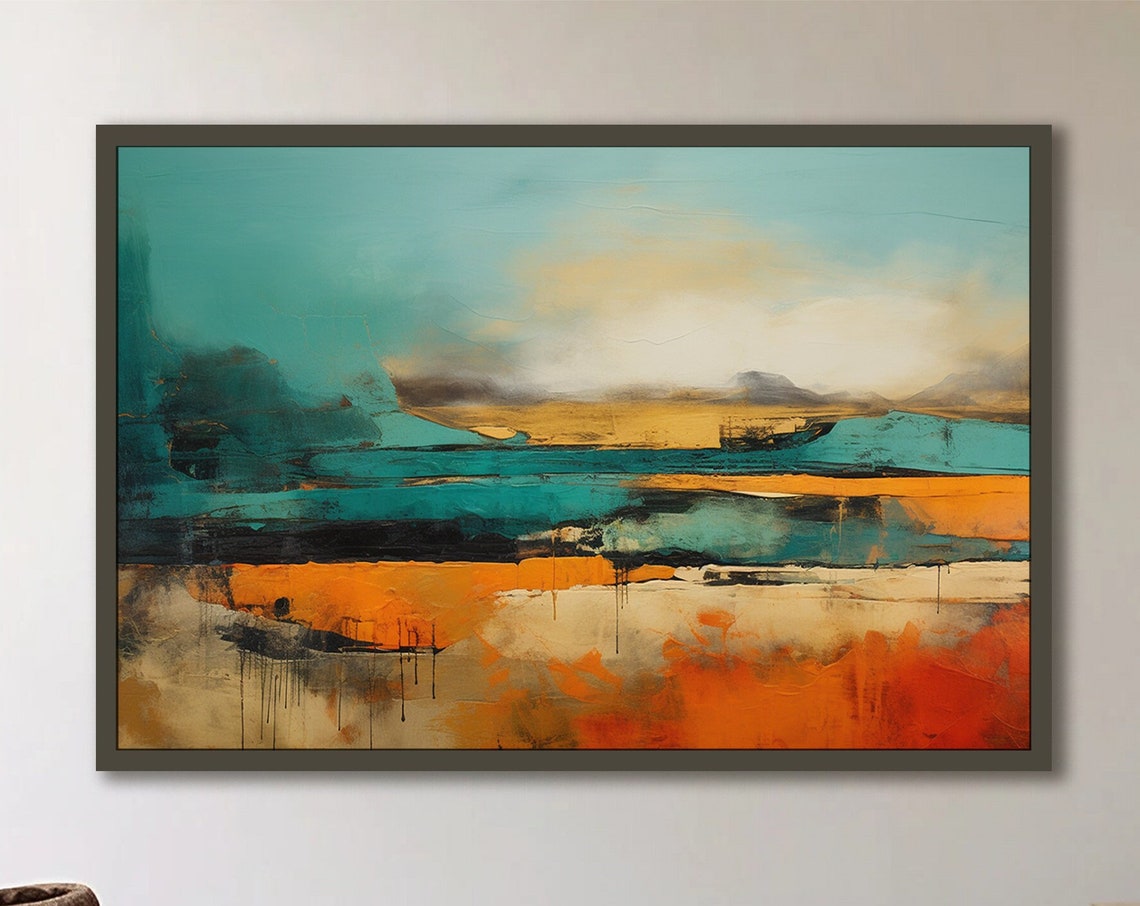 Abstract Wall Art Nature Inspired Print Bold Beautiful Orange And Teal Poster Home Decor Modern Art Home Office Decor Statement Piece - Image 4