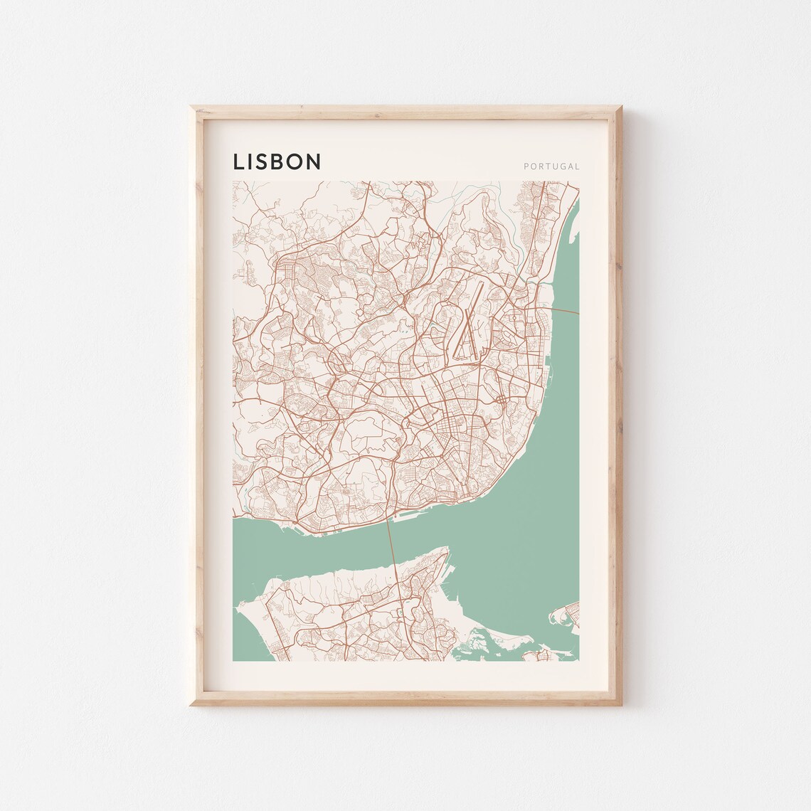 Lisbon Portugal Minimalist City Street Map Art Poster Home Decor