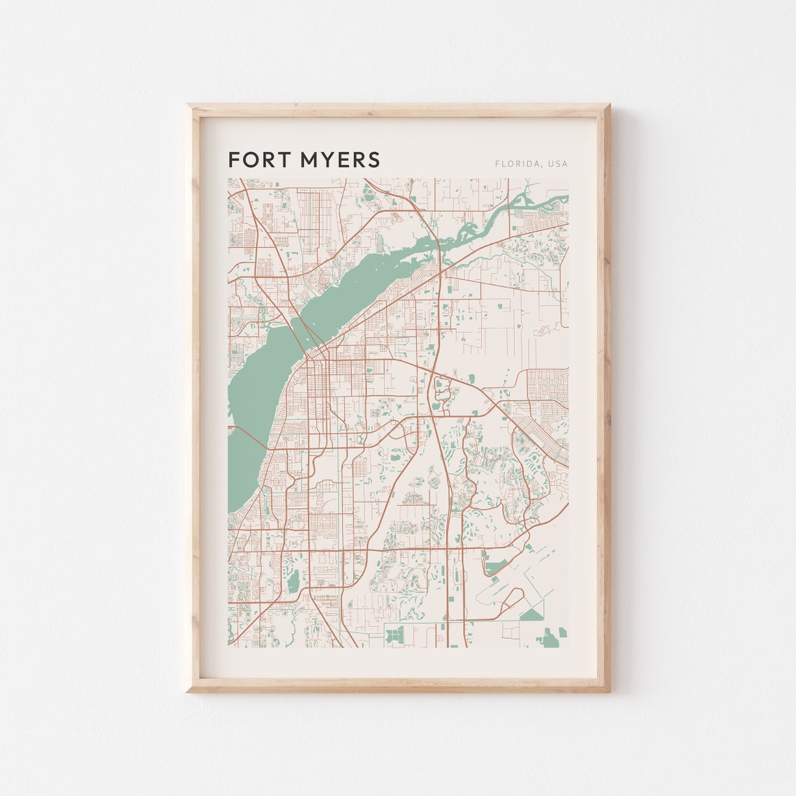 Fort Myers Map Poster Fort Myers Print Fort Myers Poster Fort Myers Wall Art Florida Travel Gift Farmhouse Wall Decor
