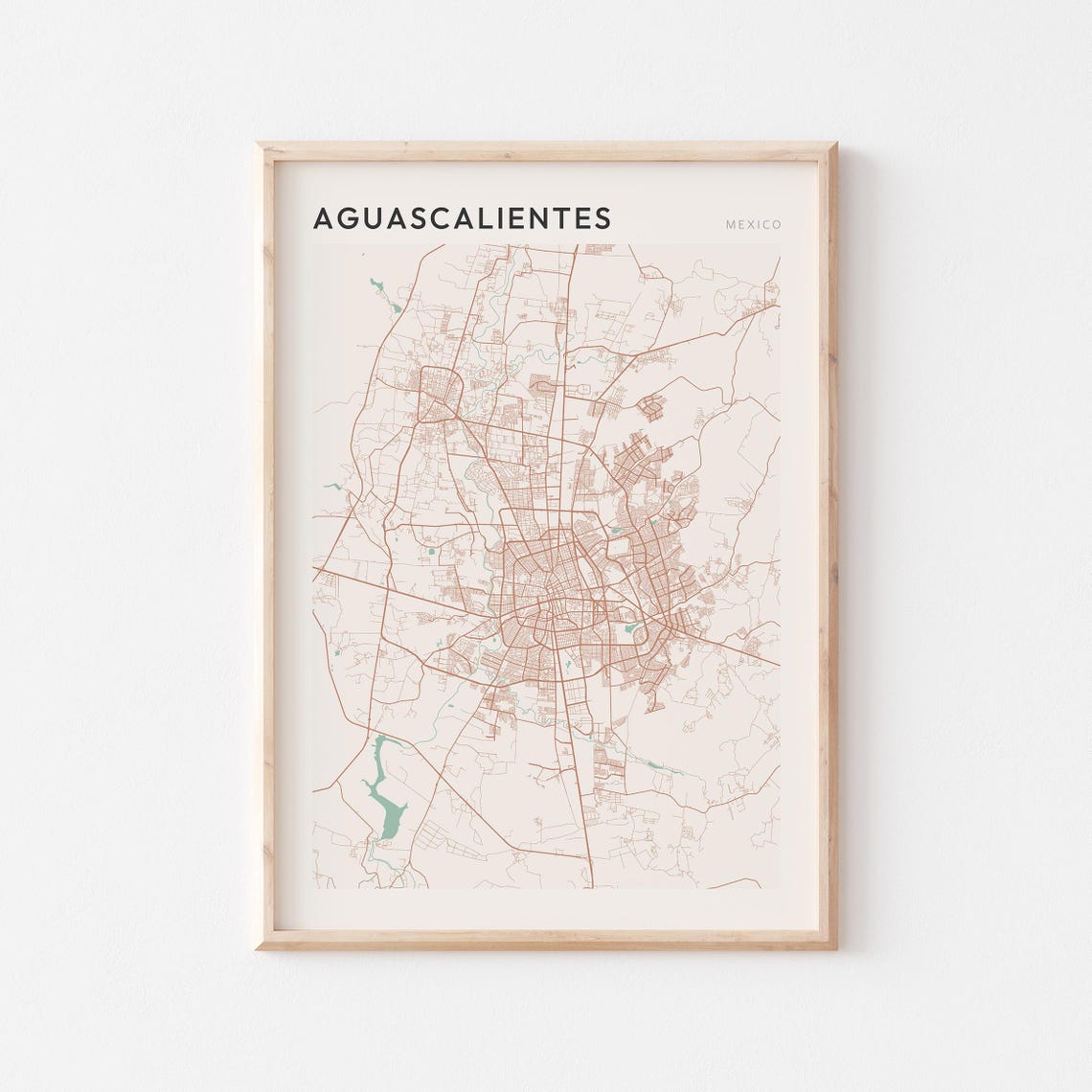 Aguascalientes Mexico Minimalist City Map Blush Street Art Poster
