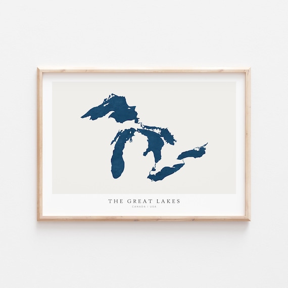 The Great Lakes Modern Wall Map, Art Print