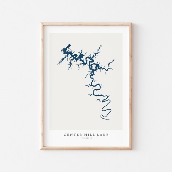 Center Hill Lake Print Poster Art Wall Map Tennessee