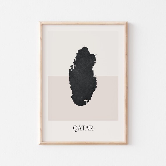 Qatar Map Poster Print Minimalist Boho Wall Art Decor For Home Or Gift