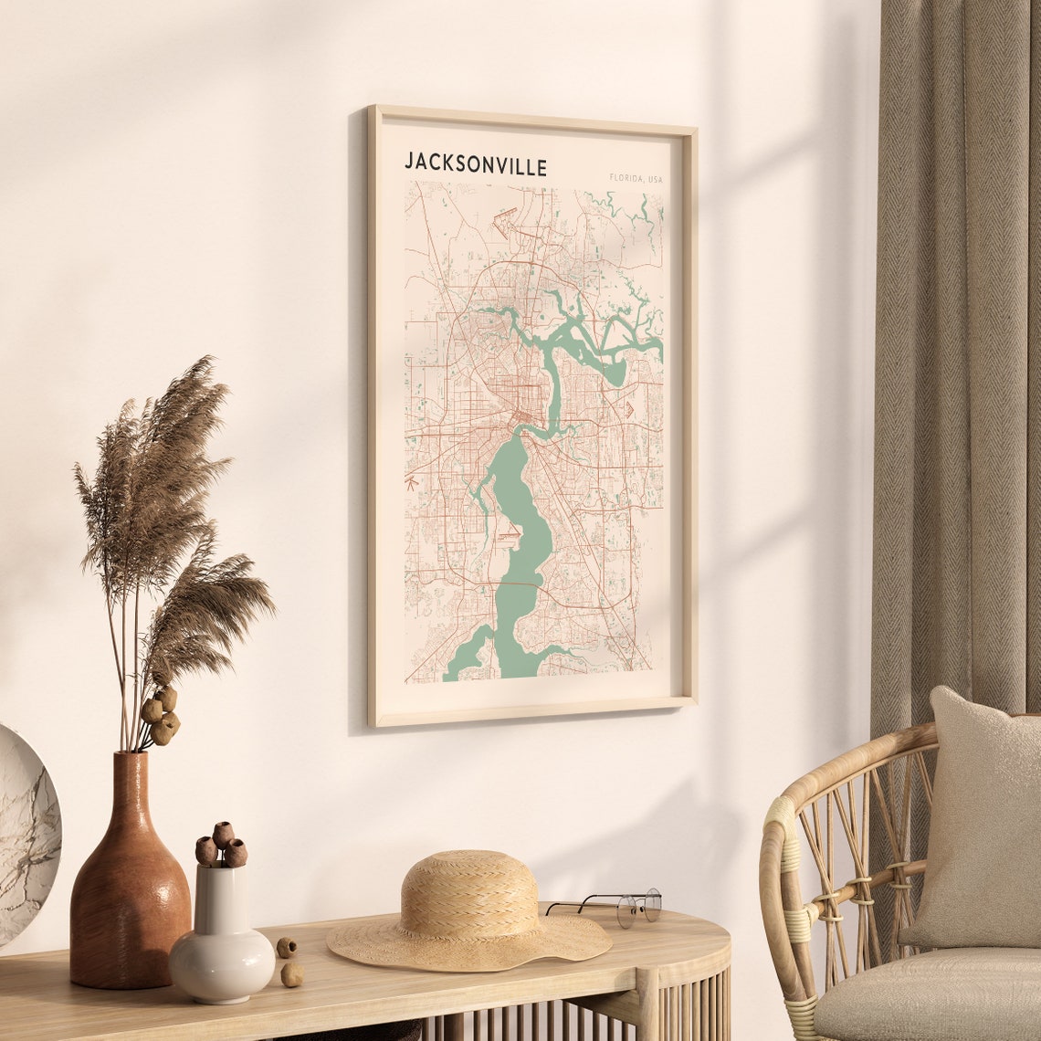 Jacksonville Florida Minimalist River Street Map Art Decor Poster - Image 3