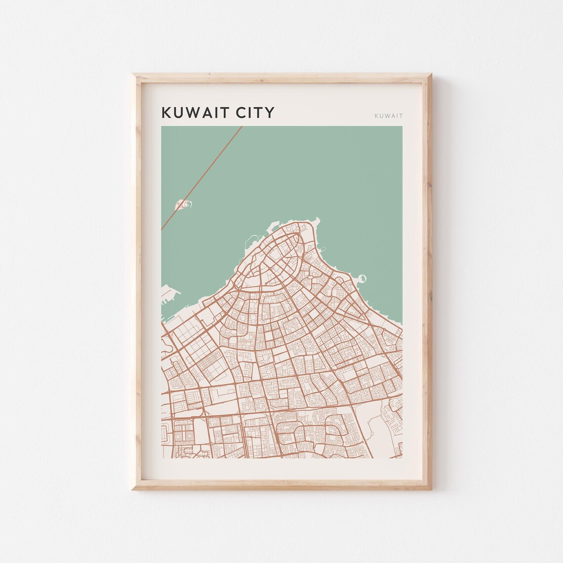 Kuwait City Kuwait Map Poster Minimalist Modern Middle East Travel Decor