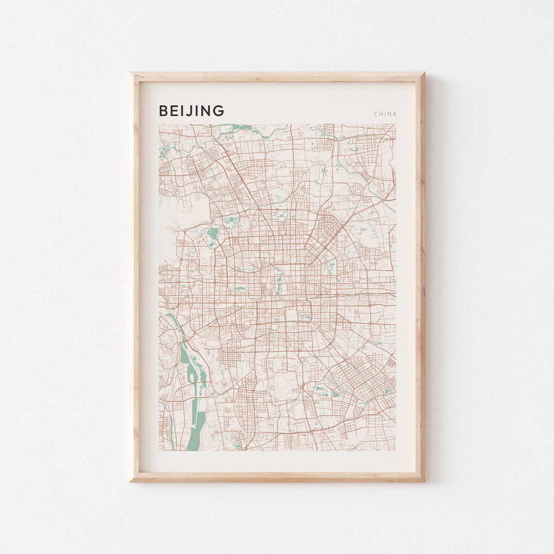Beijing Map Poster Print Wall Art China Travel Gift Minimalist