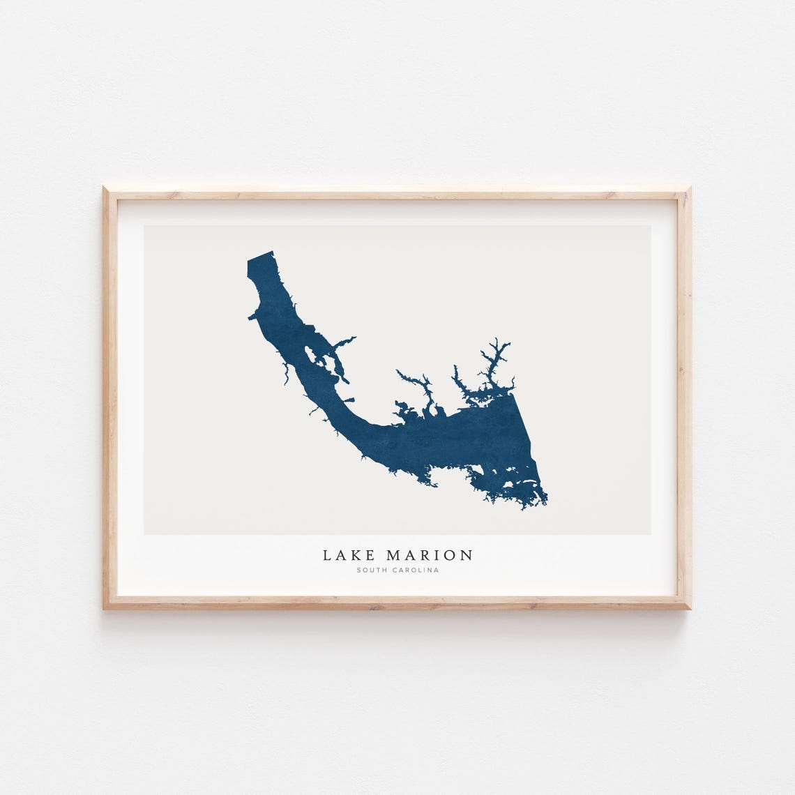 Lake Marion South Carolina Modern Minimalist Navy Lake Map Poster