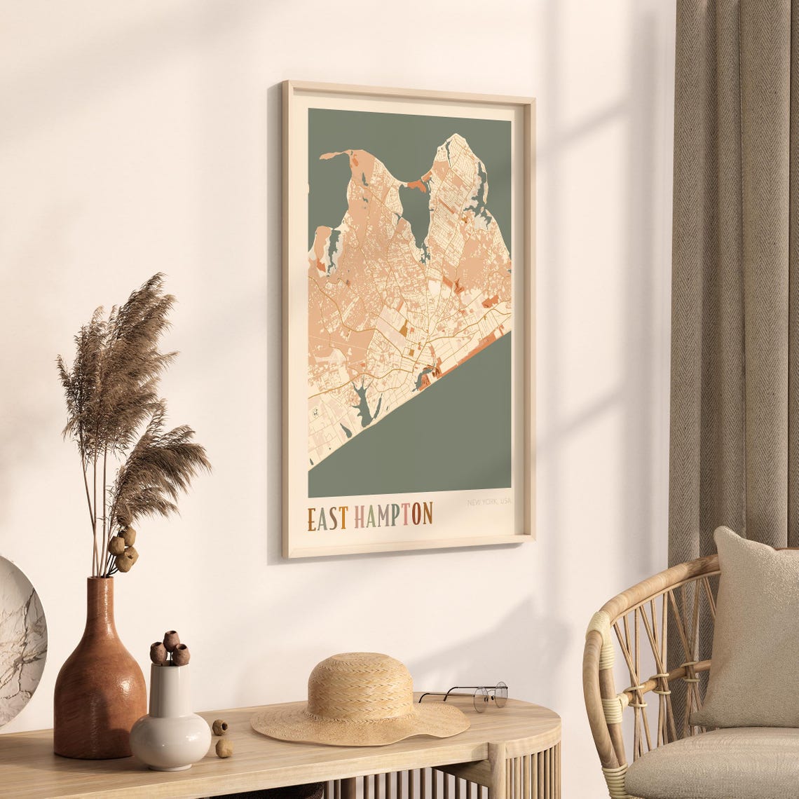 East Hampton New York Hamptons Vintage Boho Street Map Poster - Image 3