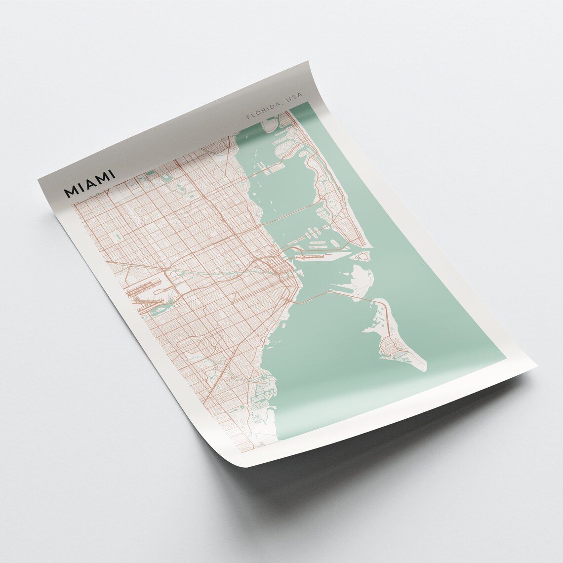 Miami Florida Minimalist Coastal Street Map Travel Art Poster - Image 2