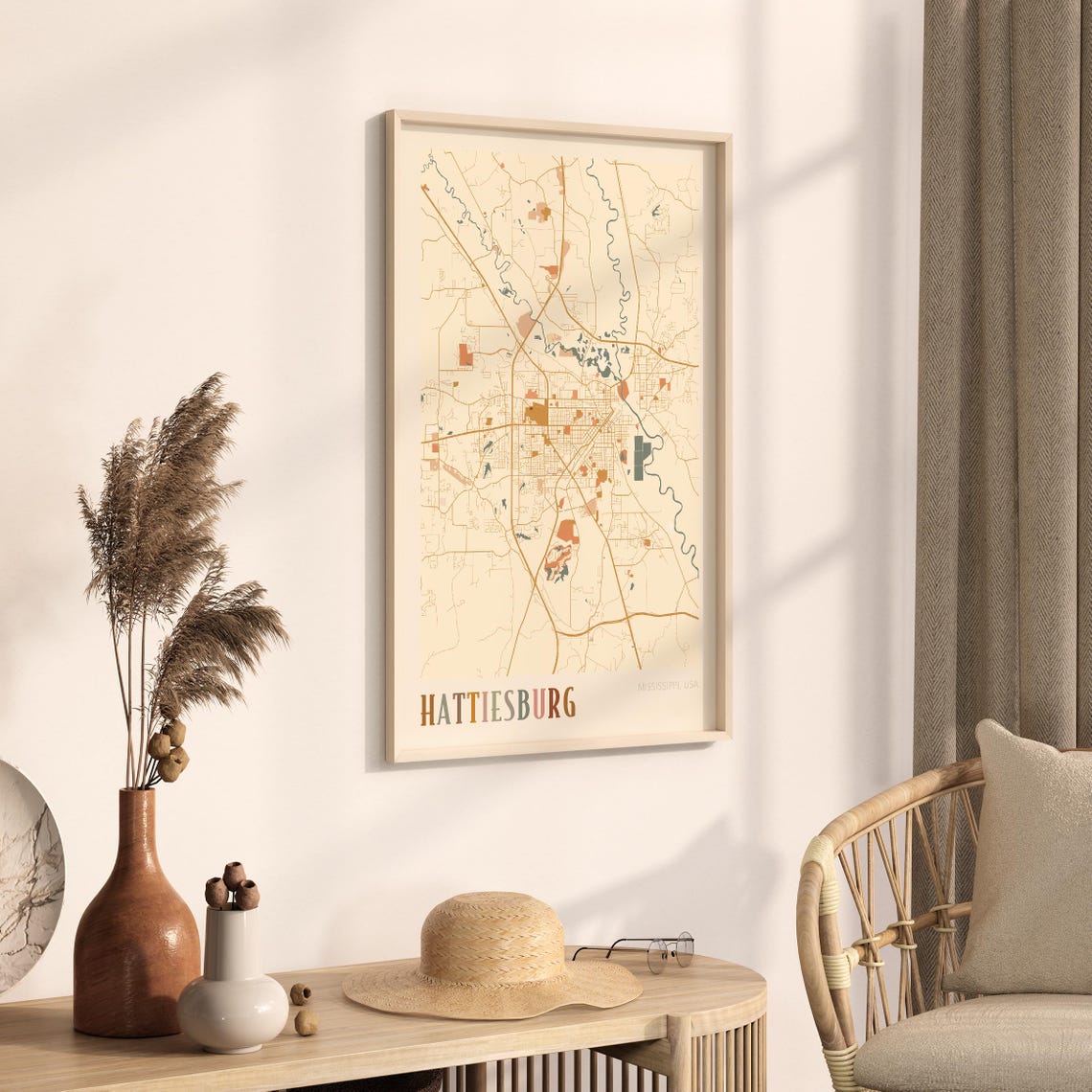 Hattiesburg Map Poster Hattiesburg Print Hattiesburg Poster Hattiesburg Wall Art Mississippi Travel Gift Boho Print - Image 3