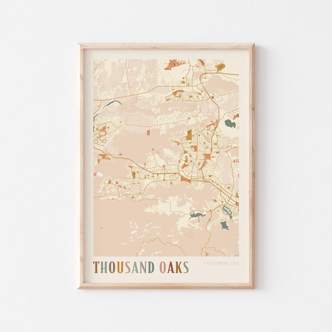 Thousand Oaks California Street Map Art Poster for Office Decor