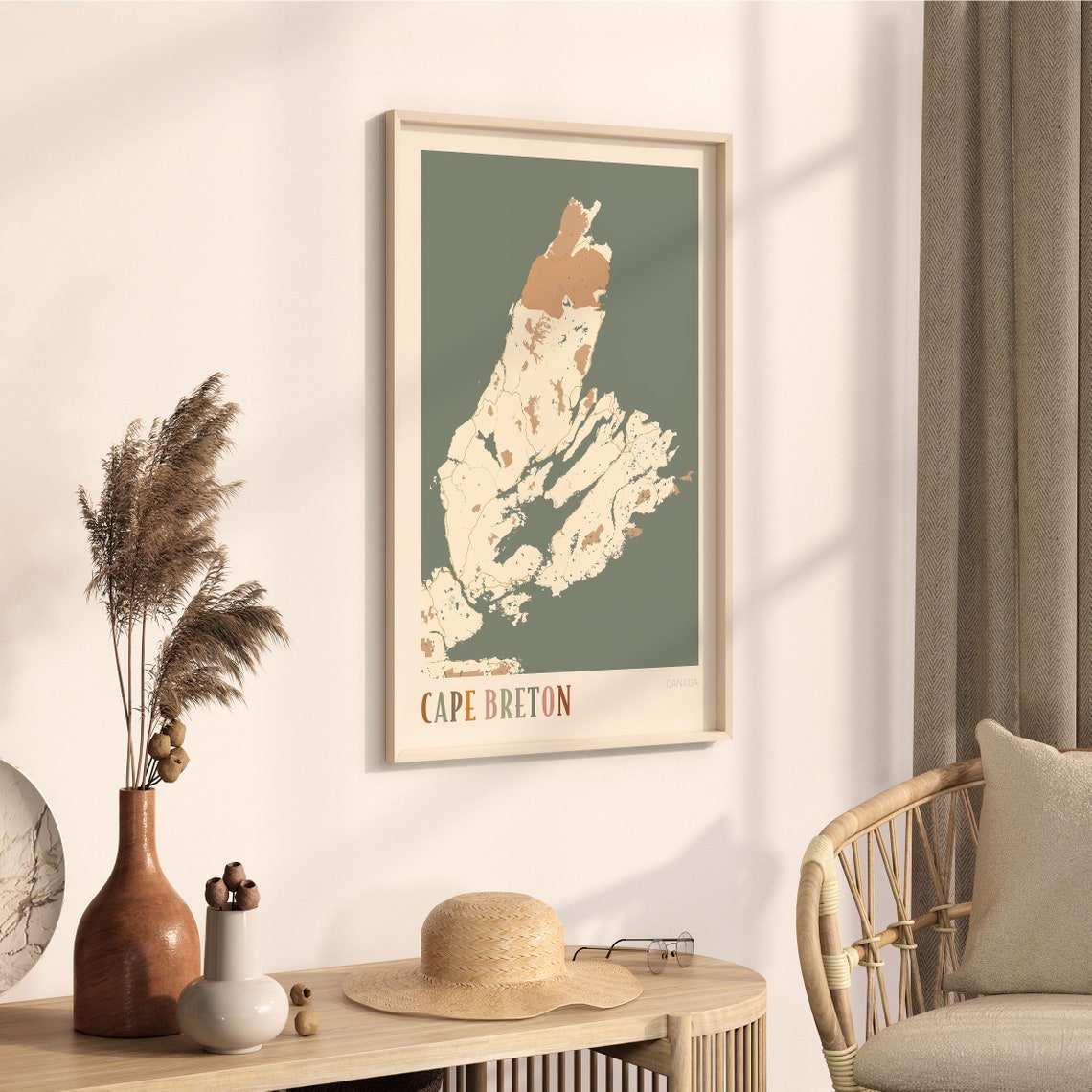 Cape Breton Island Nova Scotia Canada Decorative Boho Map Poster - Image 3