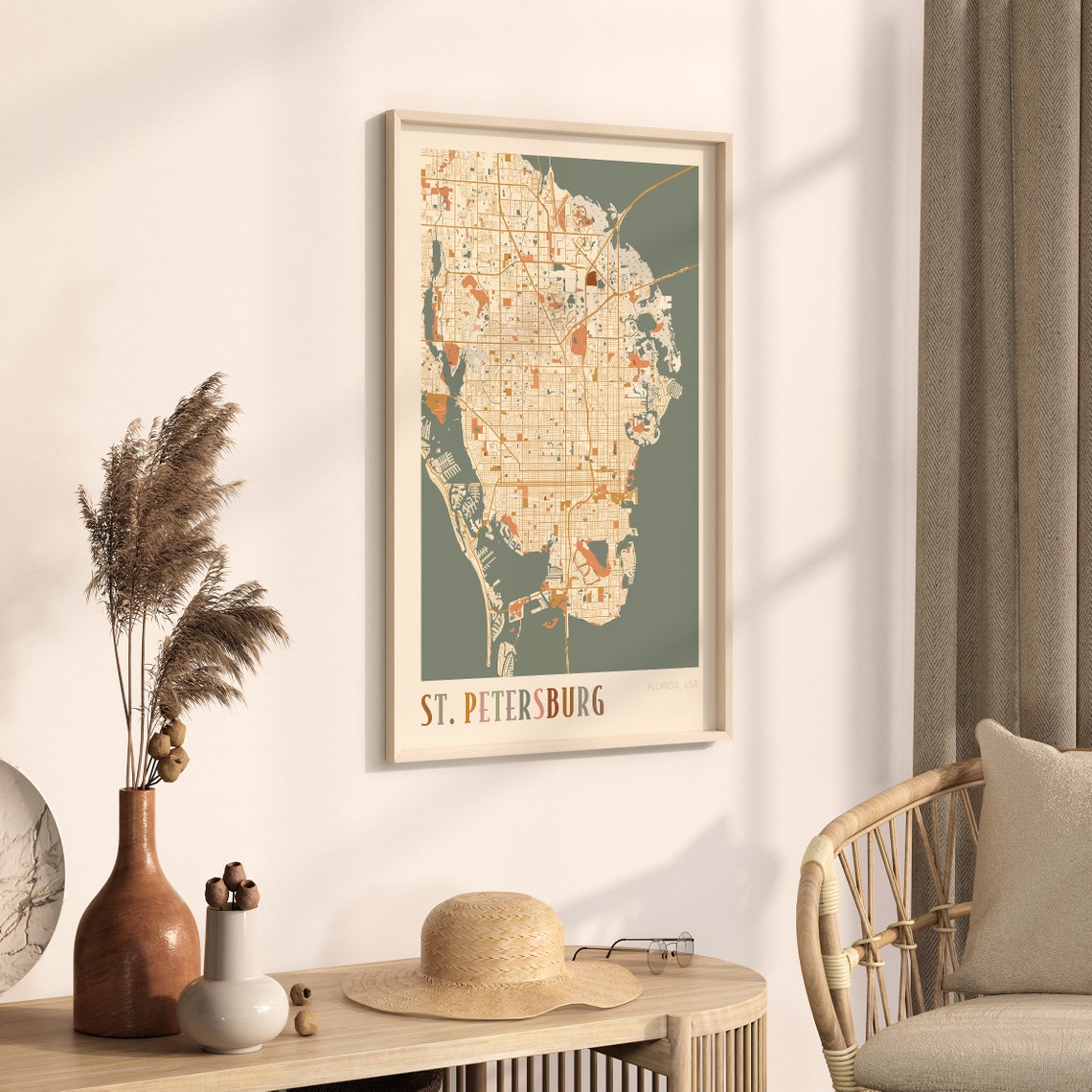 St Petersburg Map Poster St Petersburg Print St Petersburg Poster St Petersburg Wall Art Florida Travel Gift Boho Wall Art - Image 3