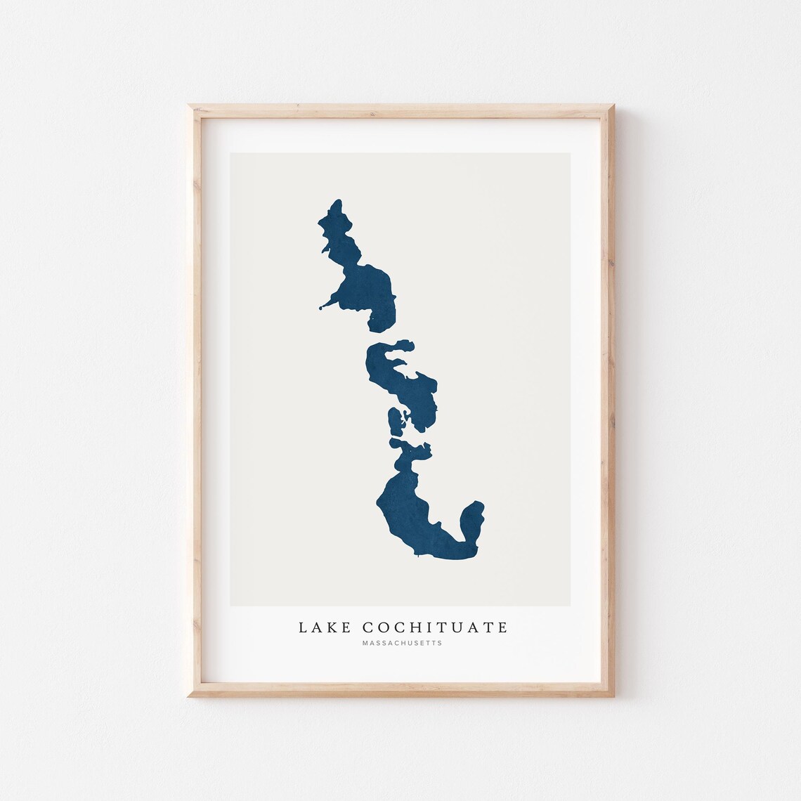 Lake Cochituate Wall Map, Massachusetts Art Print
