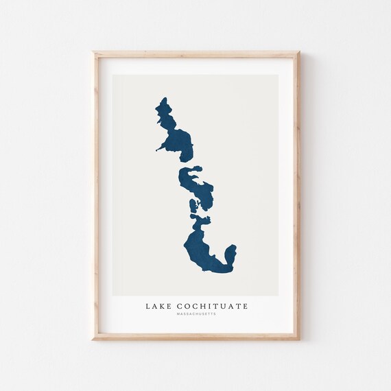 Lake Cochituate Wall Map, Massachusetts Art Print